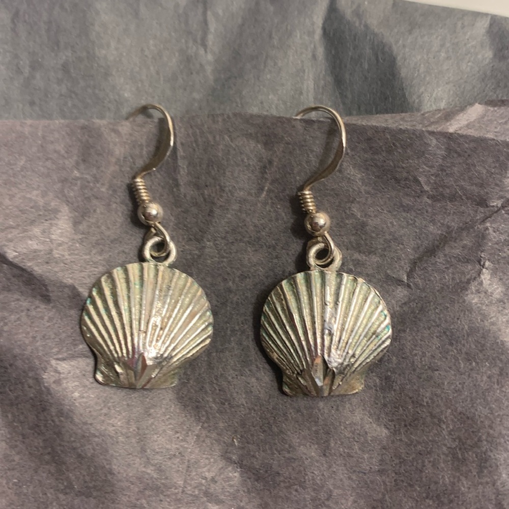 Sterling silver clam shell earrings